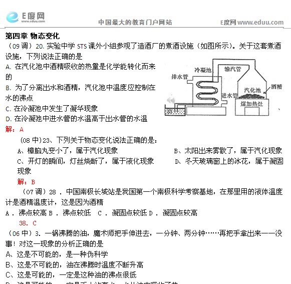 黄冈市物理中考题调考题汇编：选择题（2）1