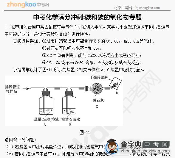 中考化学满分冲刺碳和碳的氧化物专题1