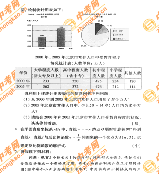 2007年北京中考题型示例――数学（课标卷）3