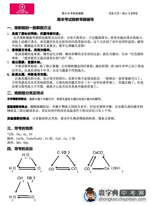 期末化学必考推断题辅导及专练精选1