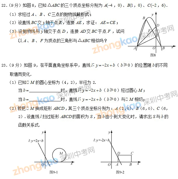 2012年深圳中考数学试卷及答案8