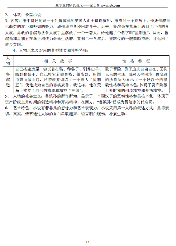 人教版初中语文名著导读整理汇总（三年全部）13
