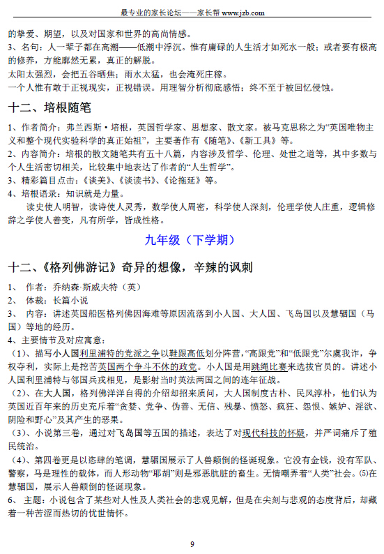人教版初中语文名著导读整理汇总（三年全部）9