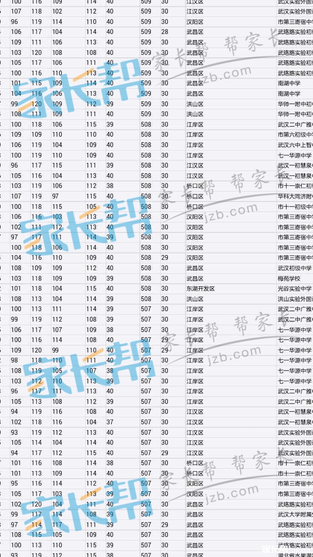 2015年武汉中考分数排名表4