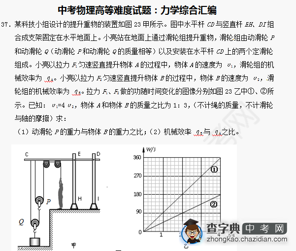 2014年成都中考物理备考：一模力学综合汇编1