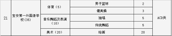 2015深圳市宝安第一外国语学校中考特长生招生计划2