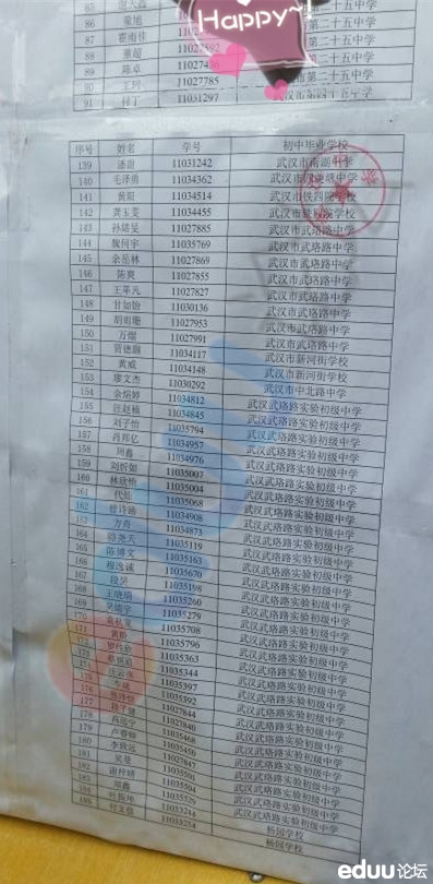 2014年武汉中学分配生公示名单4