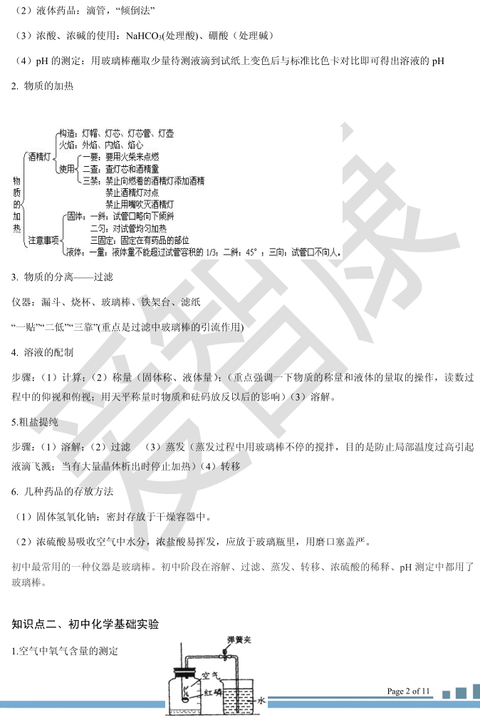 化学入门必备：初三化学实验基础2