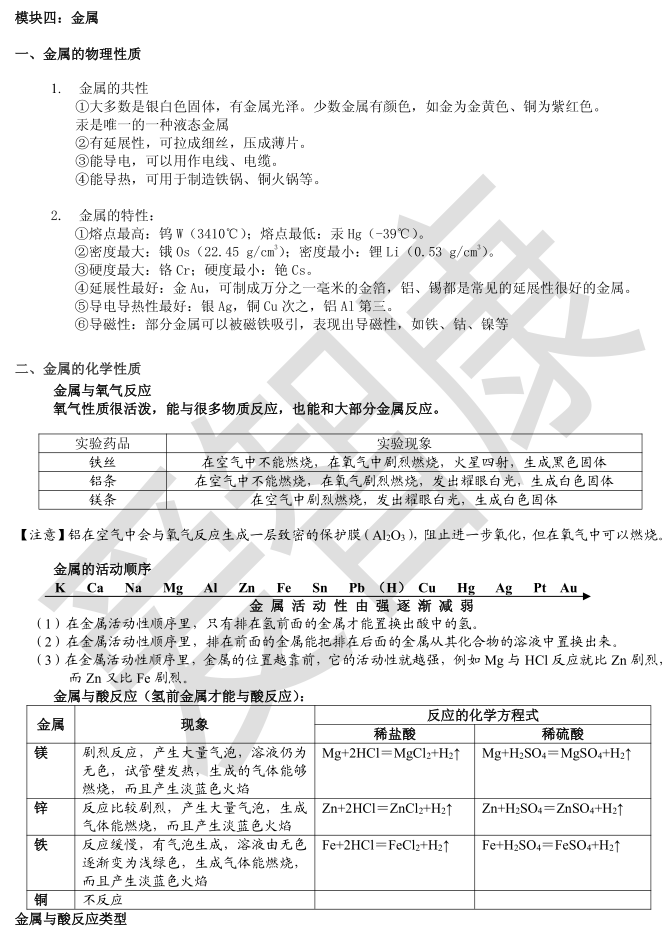 化学入门必备：初三化学基础知识5