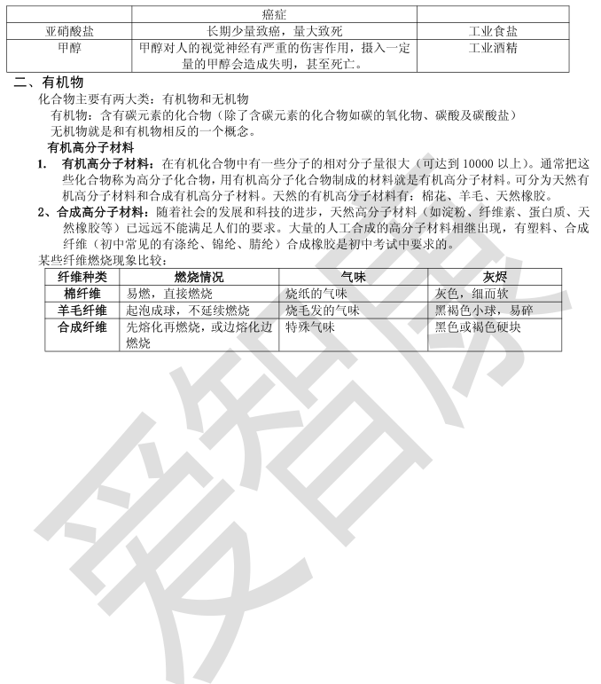 化学入门必备：初三化学基础知识10