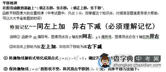 2015年中考数学二次函数知识点：平移规律1