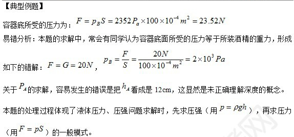 2015年中考物理压强知识点：典型例题二2