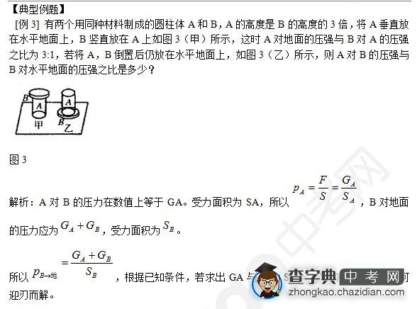 2015年中考物理压强知识点：典型例题三1