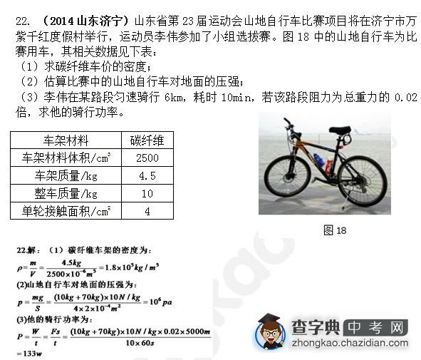 2015年中考物理压强知识点：14年真题训练选择题四1