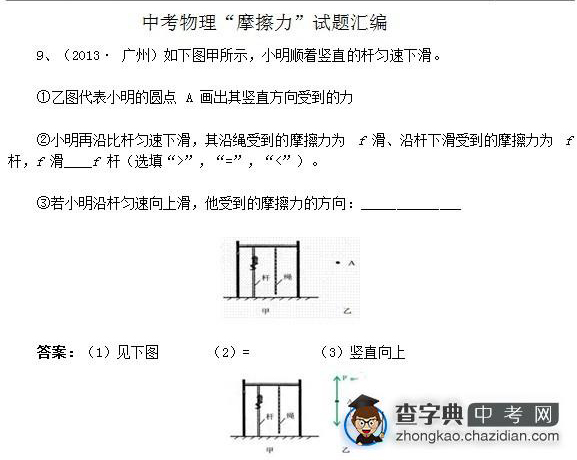 2015年中考物理备考力的知识点：摩擦力试题汇编填空题三1