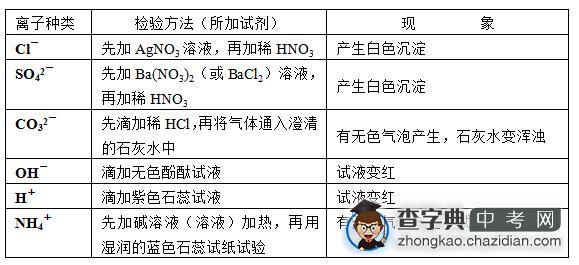 初三化学溶液知识点复习：特殊离子鉴别1