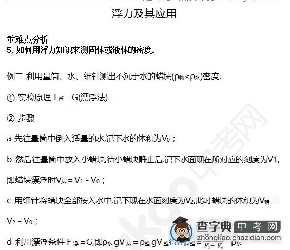 2015年中考物理浮力知识点：浮力及其应用重难点分析八1