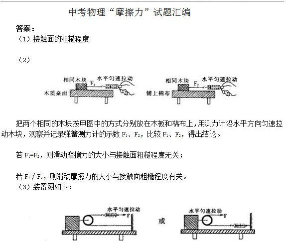 2015年中考物理备考力的知识点：摩擦力试题汇编解答题四2