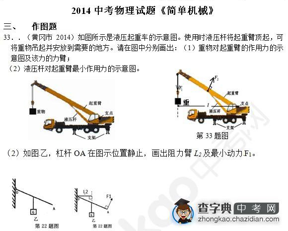 2015年中考物理简单机械知识点：真题及答案解析作图题九1