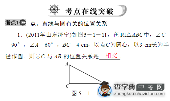 2013中考数学热点剖析25 与圆有关的位置关系1