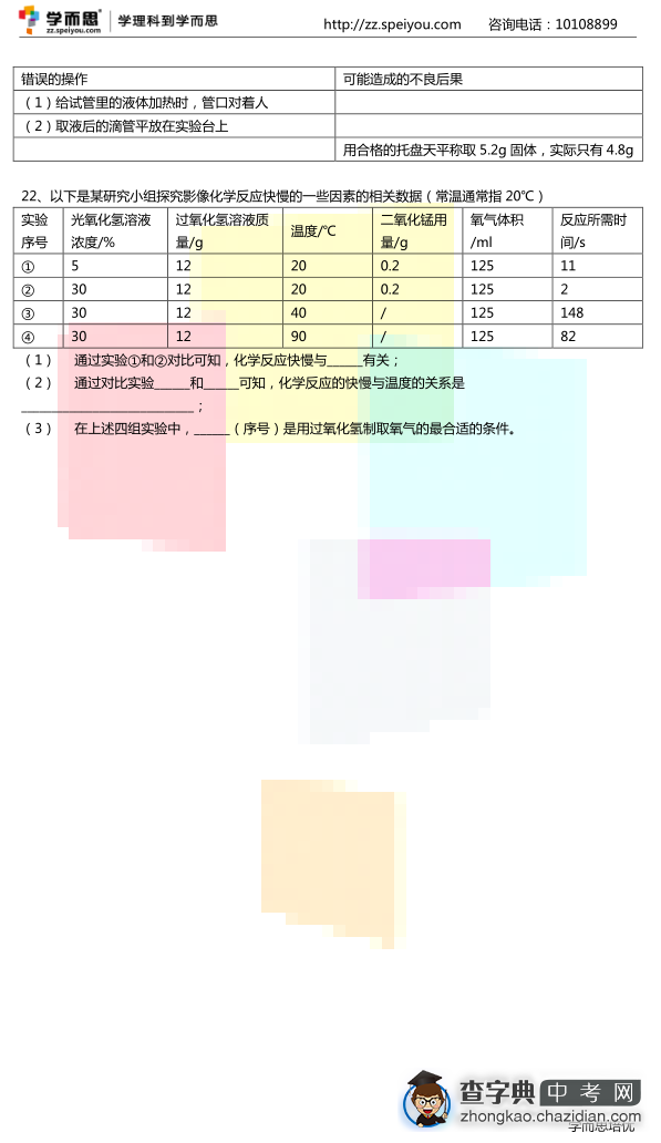 2015桐柏一中初三第一次月考化学试卷3