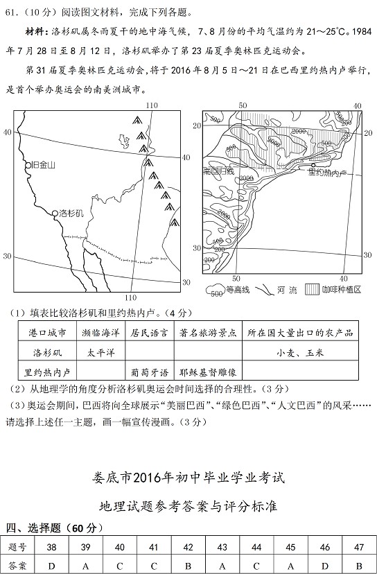 2016年湖南娄底中考地理试题及答案6