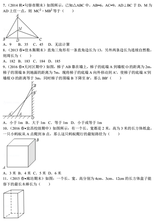 数学专题：勾股定理练习2