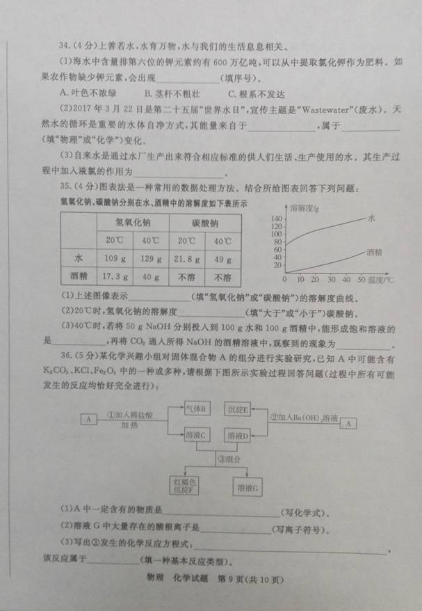 2017山东枣庄中考化学试题及答案4