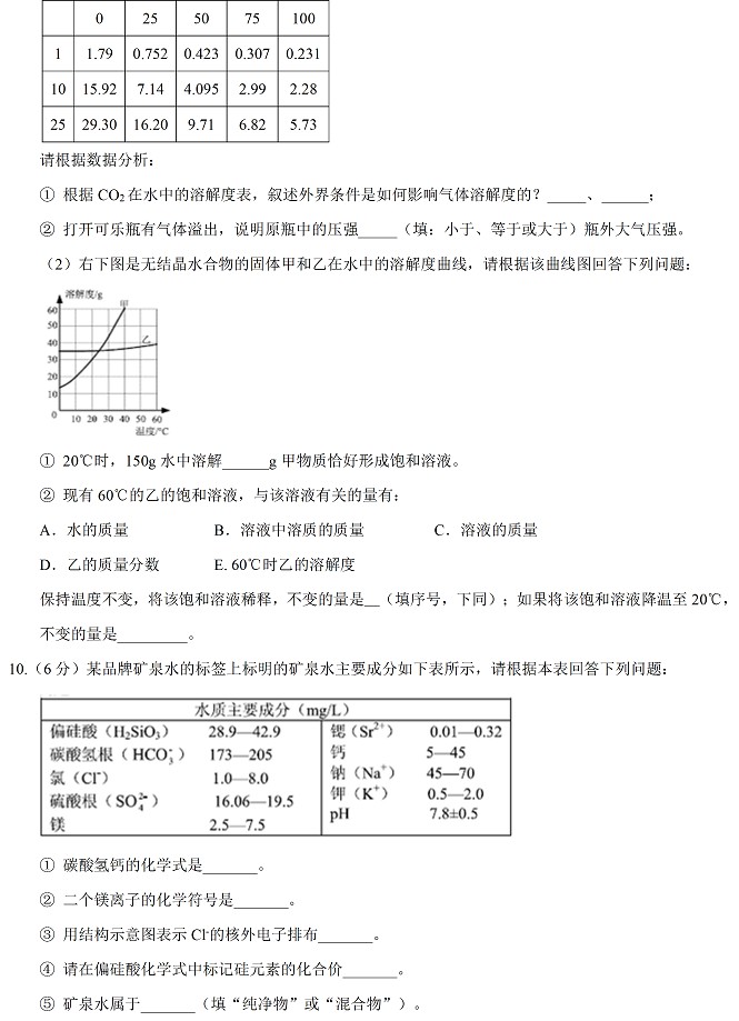 贵州安顺2017年中考理综（化学部分）试题及答案3