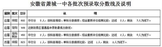 安徽宿州2017中考：省示范高中预录取分数线及情况说明6