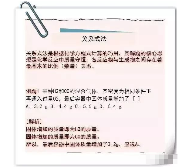 2019年中考化学解题方法之关系式法1