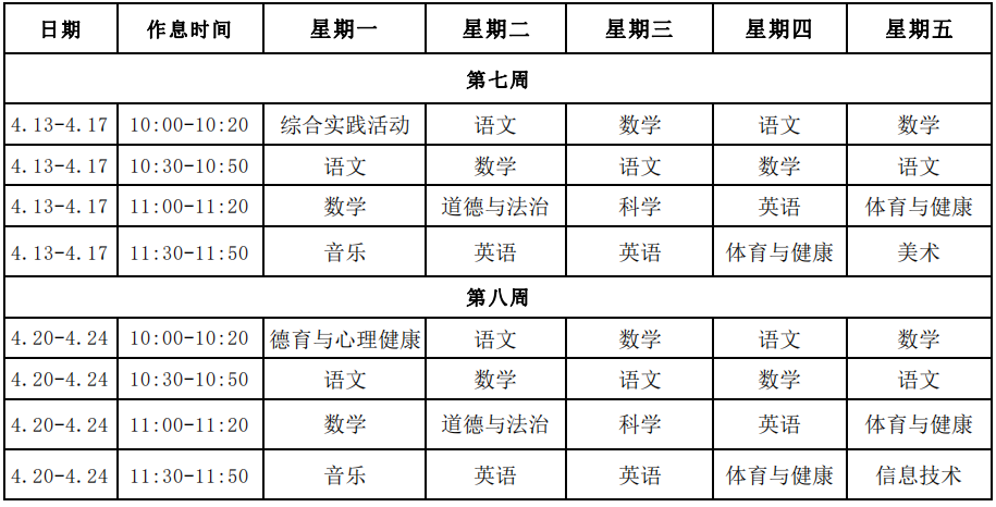 安徽合肥中小学“空中课堂”课程表完整版公布（4月13日3