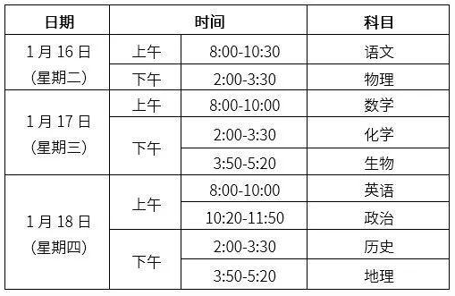 2018年北京海淀区初中期末考试时间安排1