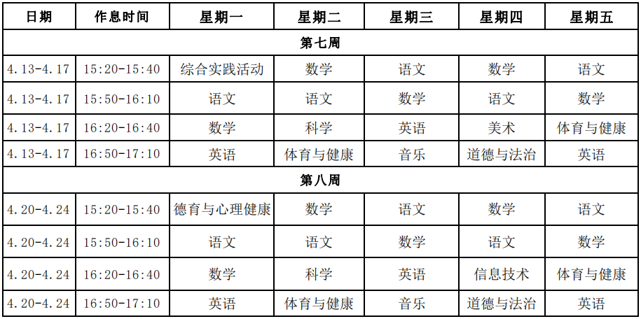 安徽合肥中小学“空中课堂”课程表完整版公布（4月13日6