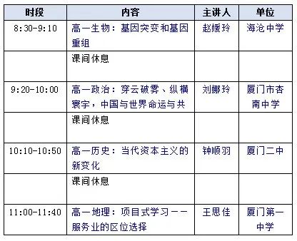 福建厦门中小学“空中课堂”课程表完整版公布（4月20日10