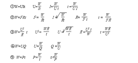 2019年物理电能公式详解之电功1