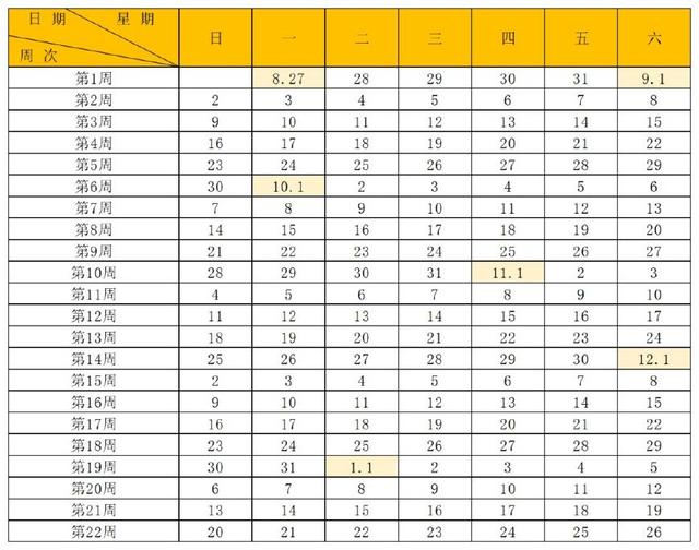 2018-2019学年贵阳中小学校历公布1