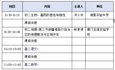 福建厦门中小学“空中课堂”课程表完整版公布（4月20日5